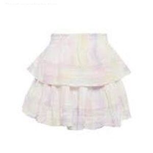 LoveShackFancy Cream Layered A-Line Skirt